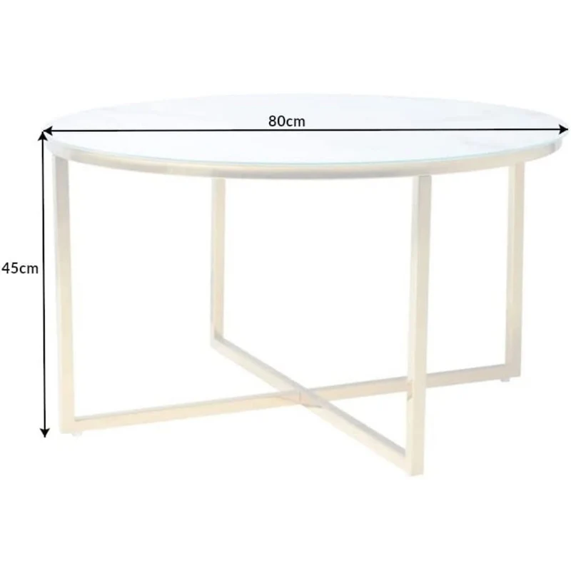 Design Couchtisch MARMO 80cm weiss gold Marmor-Dekor