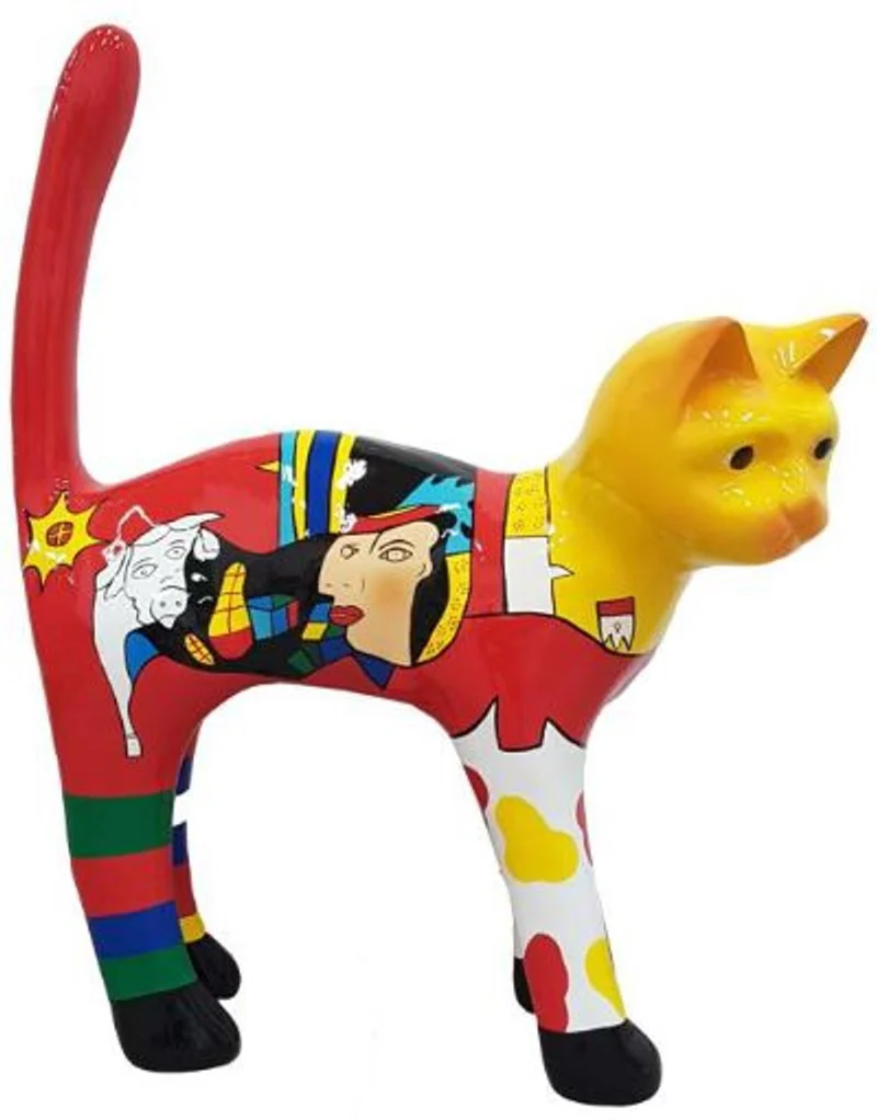 Casa Padrino Dekofigur Katze Mehrfarbig H. 110 cm - Wetterbeständige Deko Skulptur - Wohnzimmer Deko - Garten Deko - Deko Tierfigur