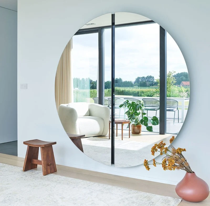 Casa Padrino Luxus Spiegel Schwarz 200 x 3,5 x H. 200 cm - Runder Wandspiegel - Wohnzimmer Hotel Restaurant Boutique Spiegel