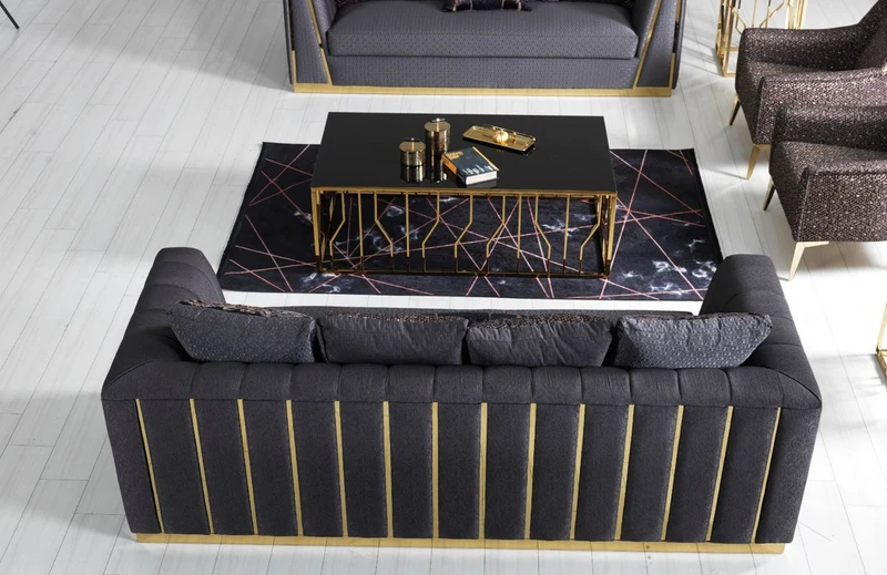 Casa Padrino Luxus Wohnzimmer Sofa mit dekorativen Kissen Lila / Gold 240 x 92 x H. 78 cm - Luxus Wohnzimmer Möbel