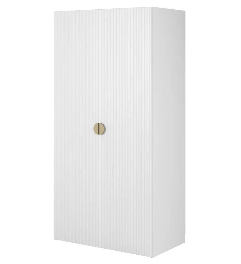 Zweiflügeliger Kleiderschrank Moonir mit 100 cm Kleiderstange Weiß