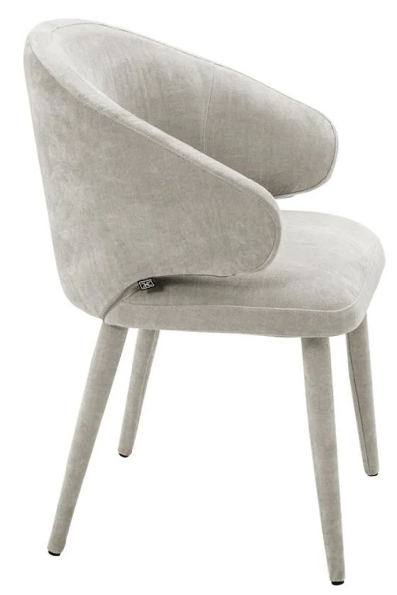 Casa Padrino Designer Esszimmerstuhl mit Armlehnen in Sandfarben 62 x 55 x H. 79 cm