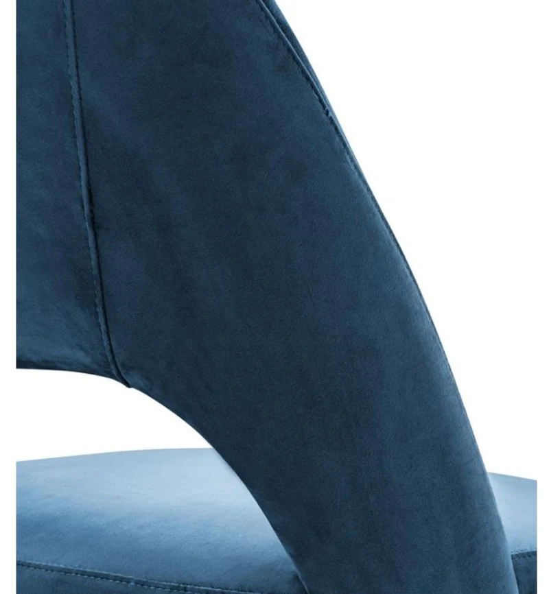 Casa Padrino Luxus Esszimmerstuhl in Blau und Schwarz mit Messing Akzenten 52 x 58 x H. 85 cm