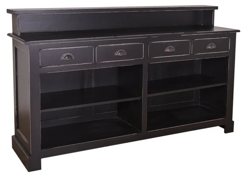 Casa Padrino Landhausstil Barschrank Antik Stil Schwarz 180 x 51 x H. 107 cm - Massives Möbelstück