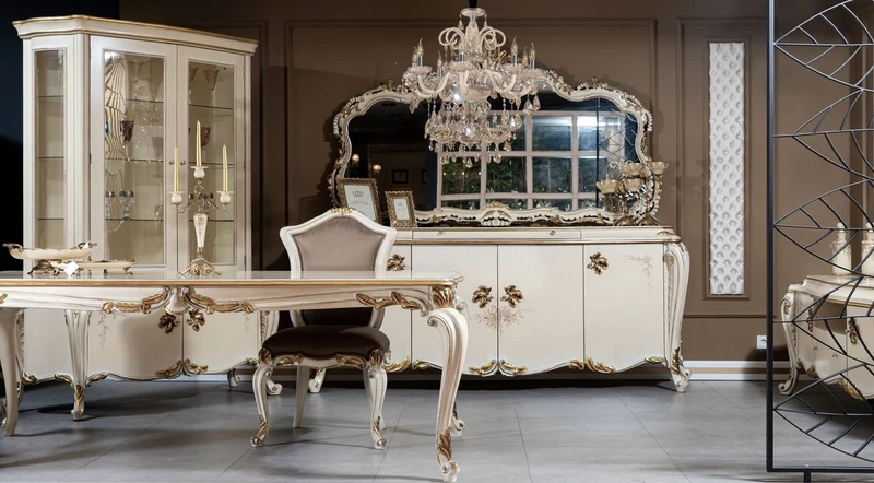 Casa Padrino Luxus Barock Sideboard Cremefarben / Weiß / Gold - Prunkvoller Massivholz Schrank mit 4 Türen und Schublade - Barock Möbel