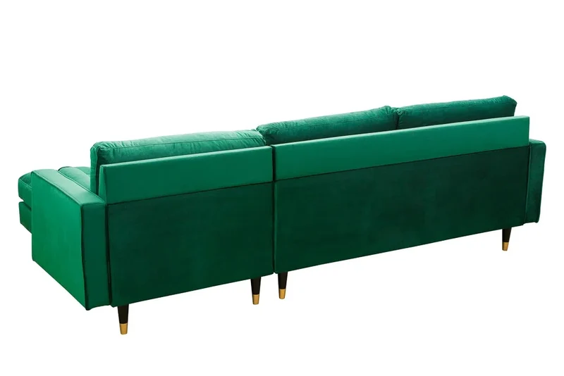 Ecksofa 260cm Ottomane beidseitig COMFORT grün Samt Federkern
