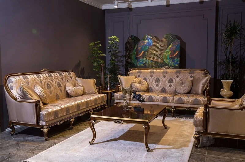 Casa Padrino Luxus Barock Couchtisch Braun / Gold 129 x 94 x H. 46 cm - Eleganter Massivholz Wohnzimmertisch - Barock Wohnzimmer Möbel