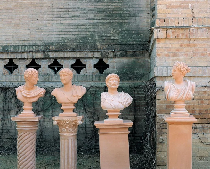 Casa Padrino Barock Säule Terracotta 38 x 38 x H. 65 cm - Handgefertigte Keramik Deko Säule - Barock Garten Terrassen Deko