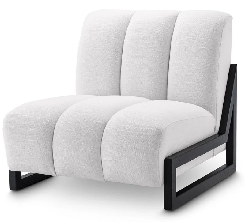 Casa Padrino Luxus Sessel Weiß / Schwarz 83,5 x 90 x H. 83,5 cm - Wohnzimmer Sessel - Hotel Sessel - Luxus Möbel