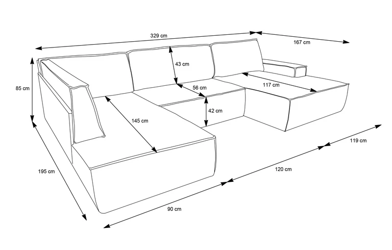 Ecksofa mit Schlaffunktion Farese New U-förmig mit Stauraum, linke Seite, rosa Cordstoff