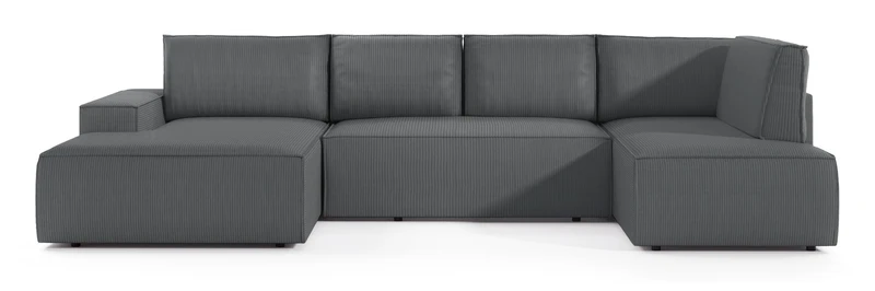 Ecksofa mit Schlaffunktion Farese New U-förmig mit Stauraum, linksseitig, grau Cord