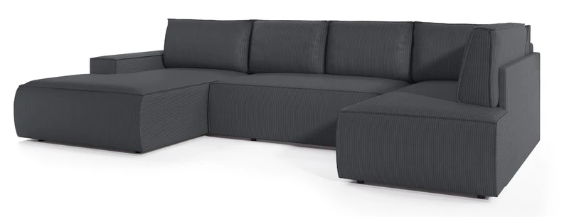 Ecksofa mit Schlaffunktion Farese New U-förmig mit Stauraum, linksseitig, grau Cord