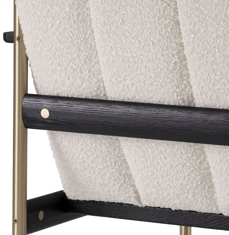 Casa Padrino Luxus Wohnzimmer Sessel Creme / Messing / Schwarz 75 x 78 x H. 73 cm - Moderner Wohnzimmer Sessel - Luxus Wohnzimmer & Hotel Möbel - Luxus Qualität