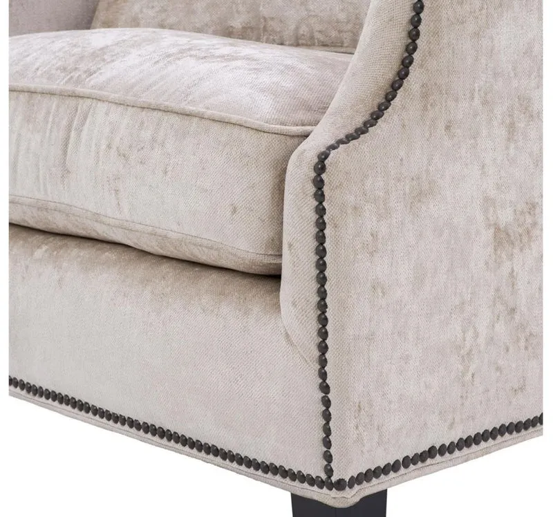 Casa Padrino Luxus Wohnzimmer Sessel Creme / Schwarz 79 x 98 x H. 90 cm - Limited Edition