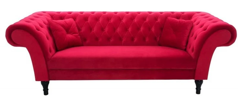 Casa Padrino Chesterfield Sofa in Rot 225 x 90 x H. 79 cm - Designer Chesterfield Sofa