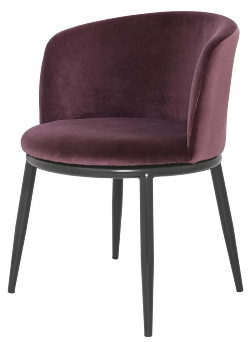 Casa Padrino Luxus Esszimmerstuhl Set Lila / Schwarz 57 x 57 x H. 74 cm - Esszimmermöbel