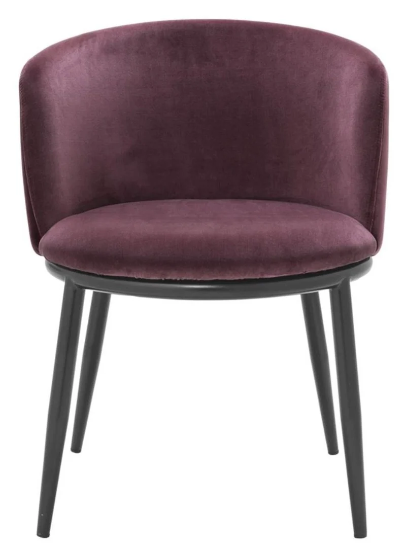 Casa Padrino Luxus Esszimmerstuhl Set Lila / Schwarz 57 x 57 x H. 74 cm - Esszimmermöbel
