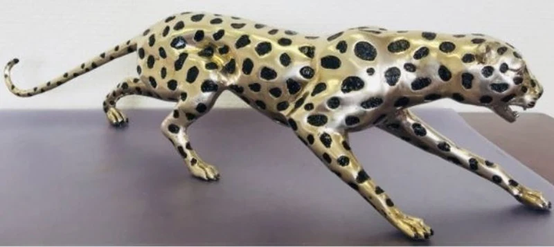 Casa Padrino Luxus Bronzefigur Gepard Silber / Schwarz 62 x 14 x H. 18 cm - Luxus Qualität