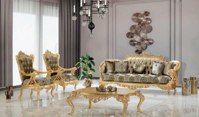 Casa Padrino Luxus Barock Couchtisch Gold 120 x 90 x H. 46 cm - Handgefertigter Massivholz Wohnzimmertisch im Barockstil - Prunkvolle Barock Möbel
