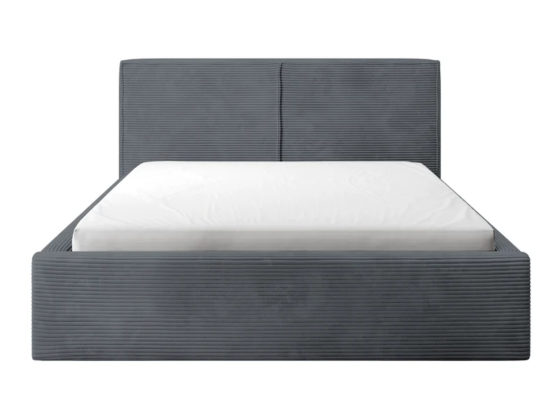 Gepolstertes Bett 140x200 cm Farese mit Stauraum und Gasdruckfeder, grauer Cordstoff