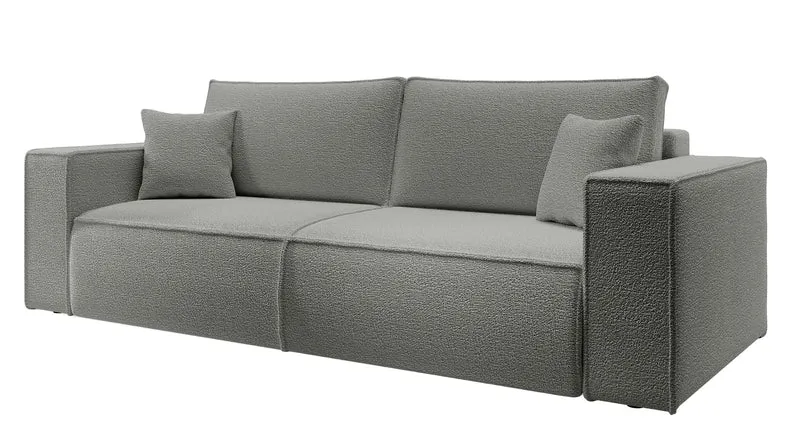 Dreisitziges ausklappbares Sofa Farese mit Stauraum, grau Bouclé