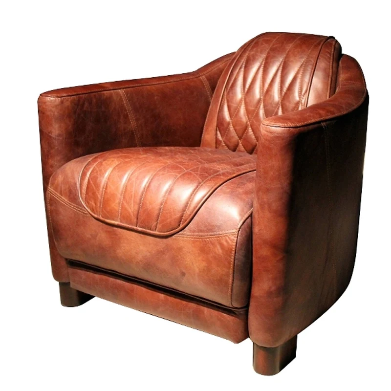 Casa Padrino Echtleder Wohnzimmer Sessel im englischen Stil Vintage Braun 73 x 85 x H. 72 cm