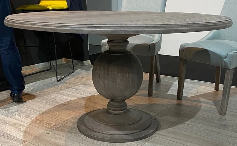 Casa Padrino Landhausstil Esstisch Grau Ø 140 x H. 77 cm - Rustikaler Massivholz Küchentisch - Rustikale Massivholz Esszimmer Möbel - Landhausstil Esszimmer Möbel