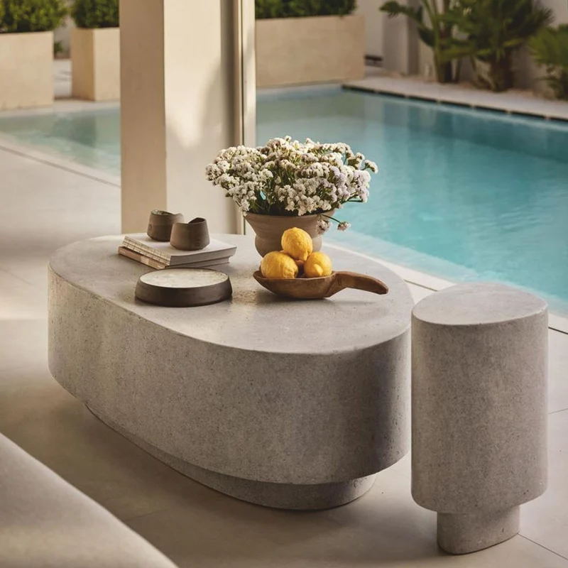 Casa Padrino Luxus Beton Couchtisch Grau 142 cm - Wohnzimmer & Garten Möbel