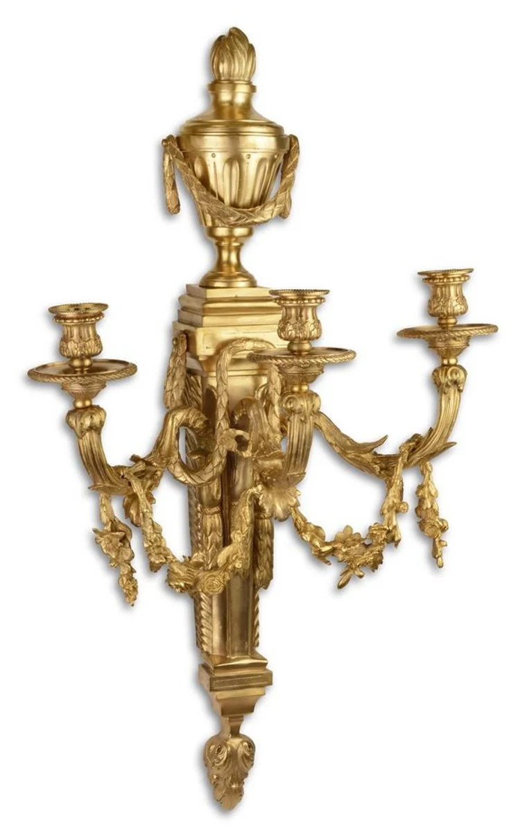Casa Padrino Barock Wandkerzenhalter Gold 45 x 29,5 x H. 78 cm - Edel & Prunkvoll