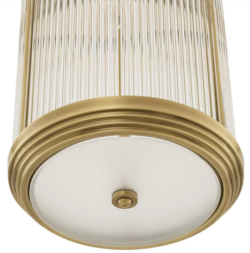 Casa Padrino Luxus Hängeleuchte Antik Messing Ø 27,5 x H. 49 cm - Hängelampe mit rundem Glas Lampenschirm - Wohnzimmer Hängeleuchte - Luxus Leuchten - Luxus Qualität