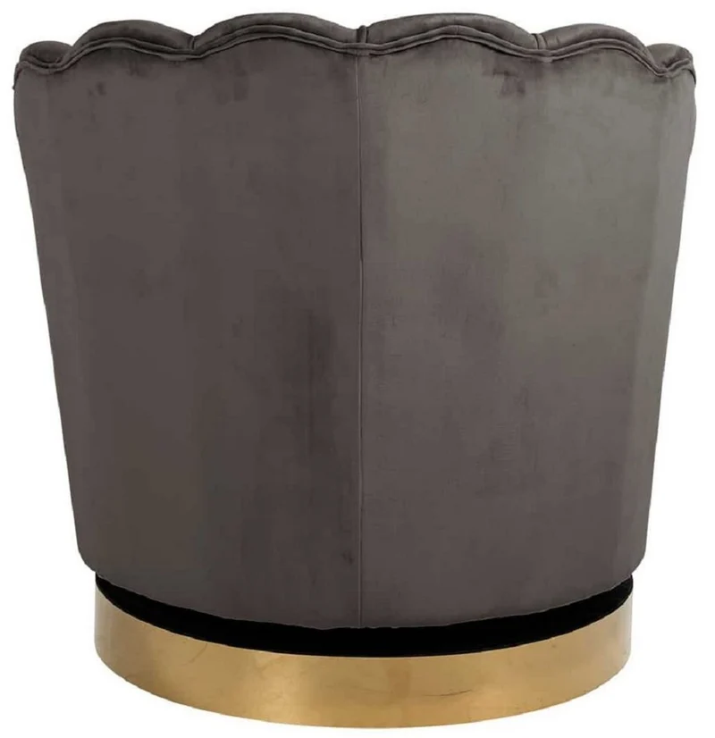 Casa Padrino Luxus Samt Drehsessel Grau / Gold 81,5 x 76 x H. 79 cm - Moderner Wohnzimmer Sessel - Luxus Wohnzimmer Möbel