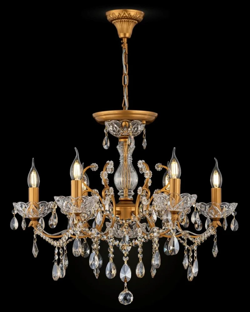 Casa Padrino Barock Kristall Kronleuchter Gold Ø 62 x H. 56 cm - Prunkvoller Lüster im Barockstil - Barock Möbel