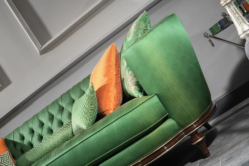 Casa Padrino Luxus Barock Wohnzimmer Set Lila / Grün / Silber - 2 Sofas & 2 Sessel & 1 Couchtisch - Handgefertigte Wohnzimmer Möbel im Barockstil - Edel & Prunkvoll