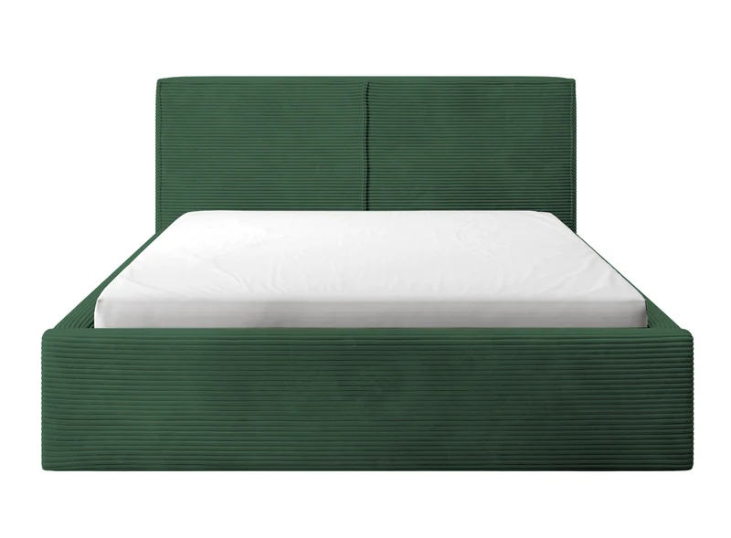 Polsterbett 160x200 cm Farese dunkelgrün mit Stauraum und Gasdruckfeder, dunkelgrüner Cord