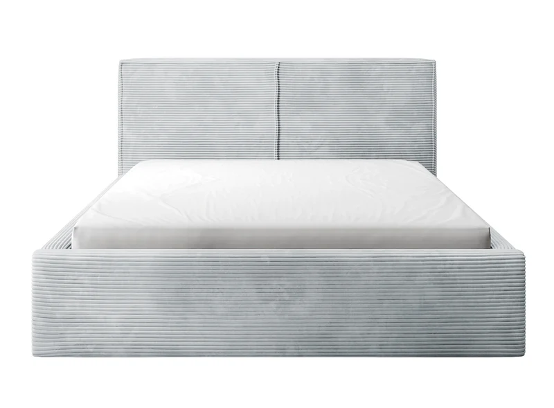 Polsterbett 180x200 cm Farese mit Stauraum und Gasdruckfeder, hellgrauer Cordstoff