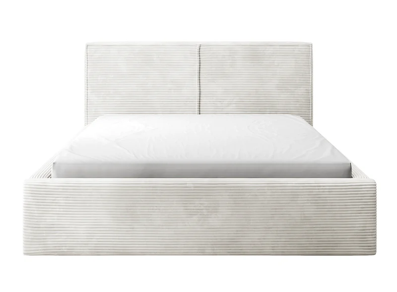 Polsterbett 140x200 cm Farese mit Stauraum und Gasdruckfeder, grau-beige Cord