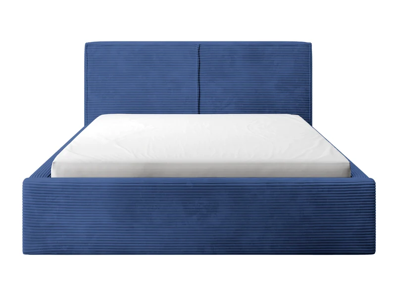 Polsterbett 160x200 cm Farese mit Stauraum und Gasdruckfeder, dunkelblauer Cord