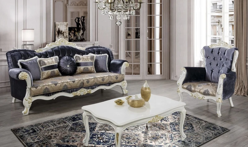Casa Padrino Luxus Barock Sessel Lila / Mehrfarbig / Weiß / Gold - Prunkvoller Massivholz Wohnzimmer Sessel mit Glitzersteinen und elegantem Muster - Barock Wohnzimmer Möbel