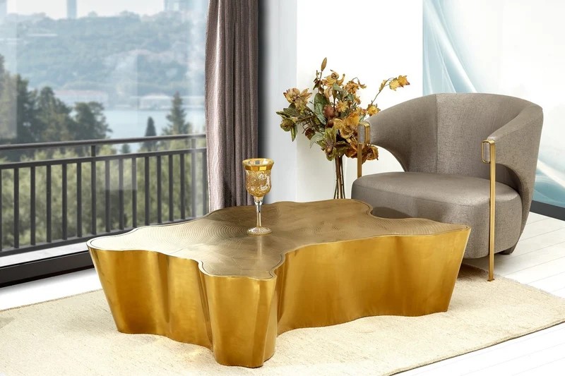 Casa Padrino Luxus Couchtisch Gold 145 x 97 x H. 35 cm - Edelstahl Wohnzimmertisch - Luxus Wohnzimmer & Hotel Möbel