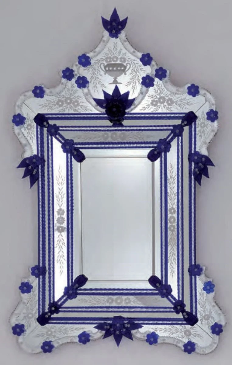 Casa Padrino Luxus Barock Spiegel Royal Blau - Prunkvoller Wandspiegel im Venezianischen Stil - Hotel Möbel - Schloss Möbel - Barock Möbel - Luxus Möbel im Barockstil - Made in Italy