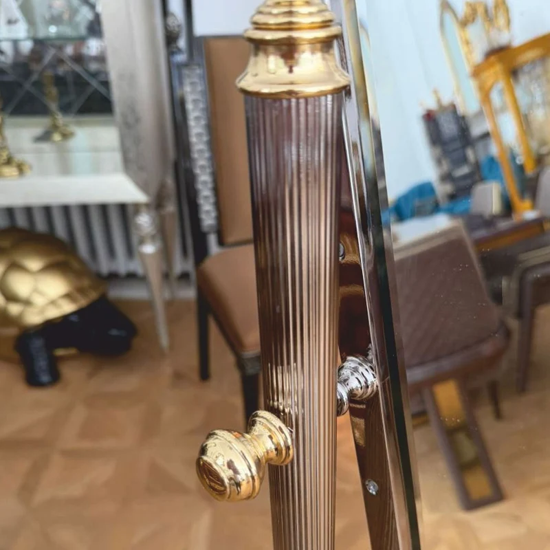 Casa Padrino Luxus Barock Standspiegel Silber / Gold H. 165 cm - Schwenkbarer Spiegel - Barock Möbel - Made in Italy