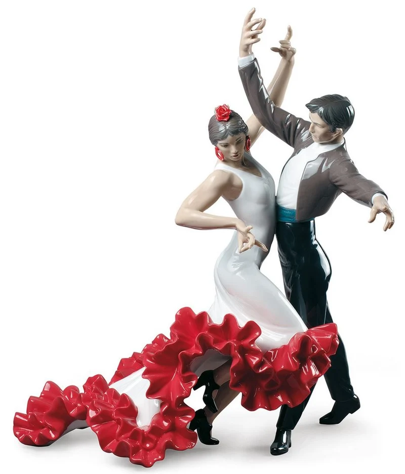 Casa Padrino Luxus Porzellan Skulptur Flamenco Tänzer Mehrfarbig 38 x H. 44 cm - Handgefertigte Luxus Dekoration