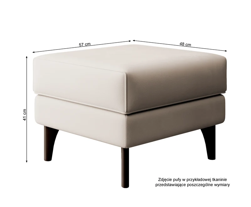 Fußhocker Calmino Beige Bouclé, Beine in Wenge