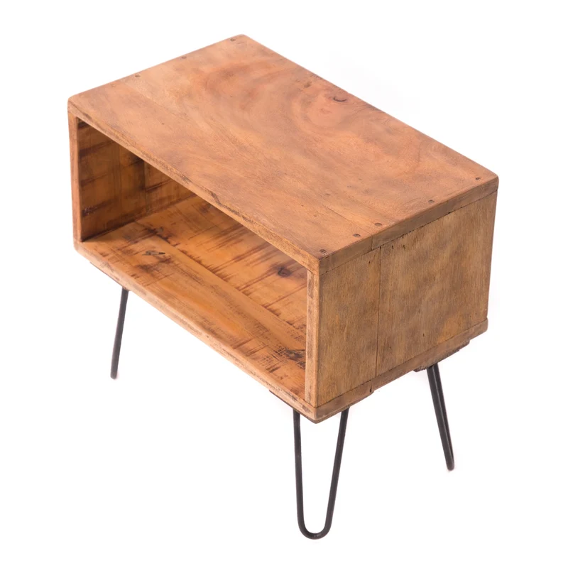 BEISTELLTISCH "BOSTON" | Teak / Mahagoni | Couchtisch mit Fach