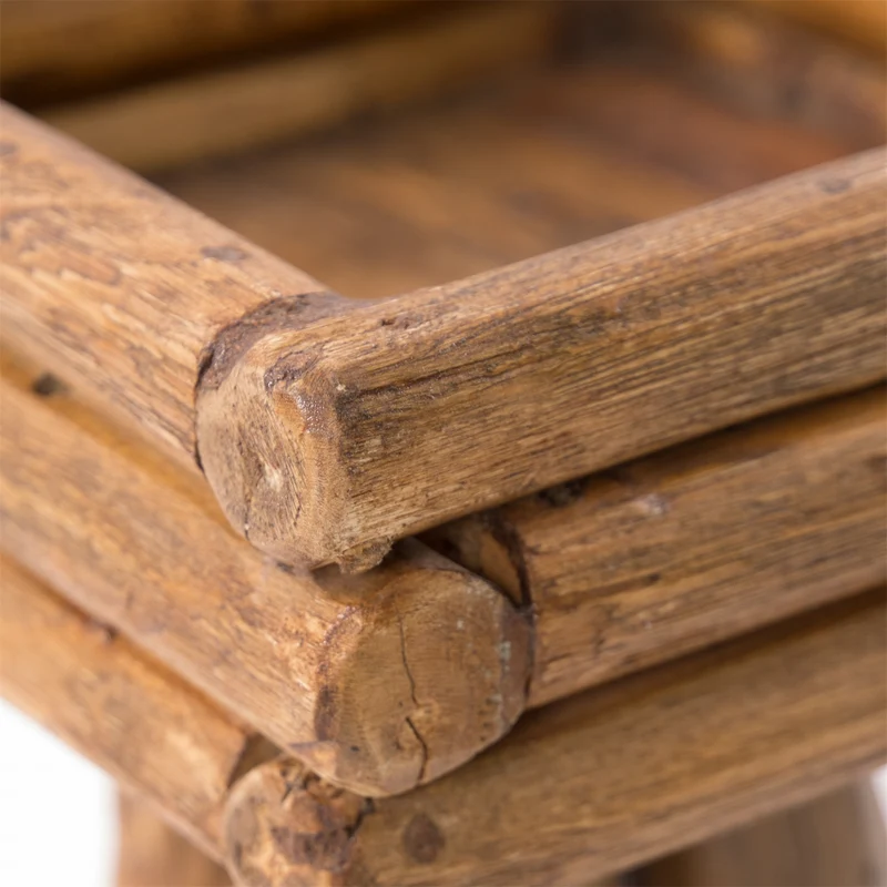 BLUMENHOCKER "TWIST" | Teak | rustikaler Holzhocker | Größe: groß