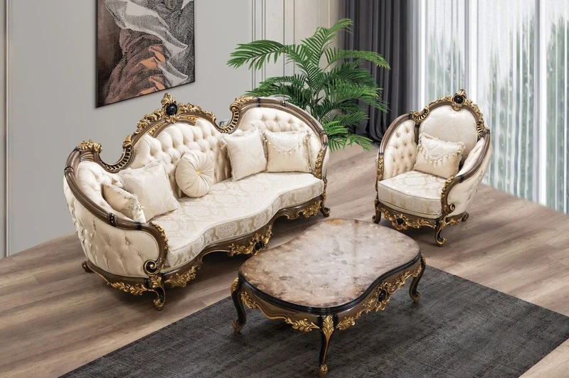 Casa Padrino Luxus Barock Couchtisch Braun / Schwarz / Gold - Handgefertigter Massivholz Wohnzimmertisch - Prunkvolle Massivholz Wohnzimmer Möbel im Barockstil