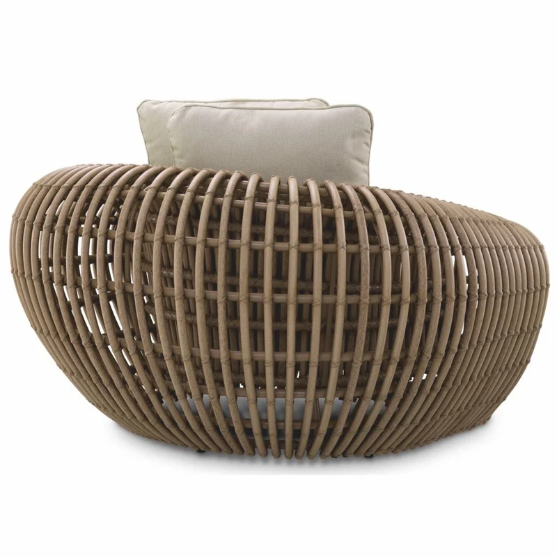 Casa Padrino Luxus Garten Sessel Braun / Sandfarben 120,5 cm - Garten & Hotel Möbel