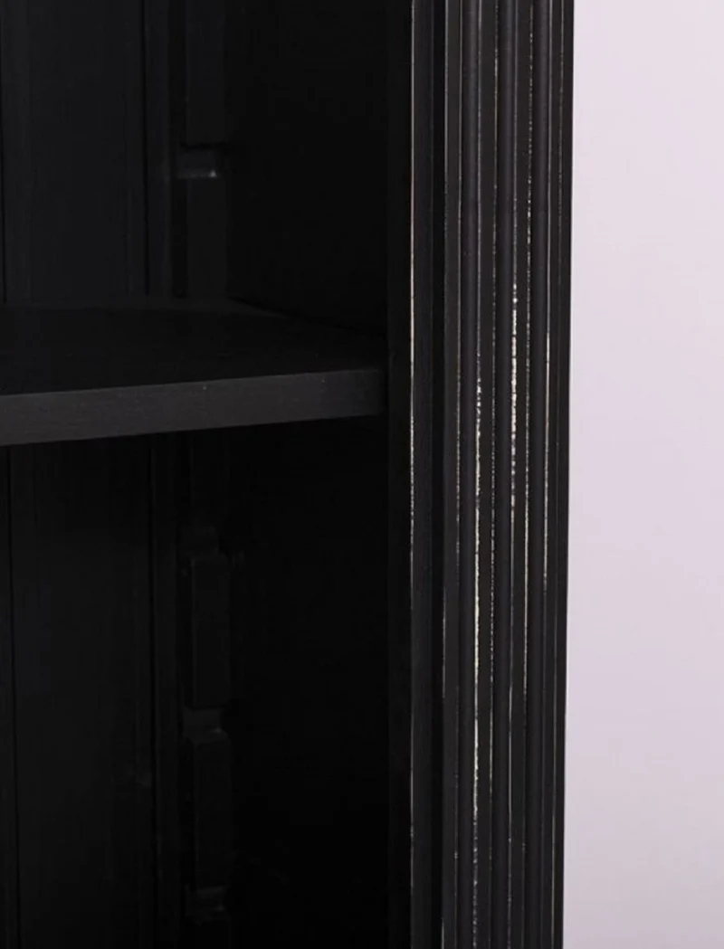 Casa Padrino Landhausstil Regalschrank Antik Schwarz 70 x 39 x H. 197 cm - Massivholz Schrank - Bücherschrank - Wohnzimmerschrank - Landhausstil Möbel