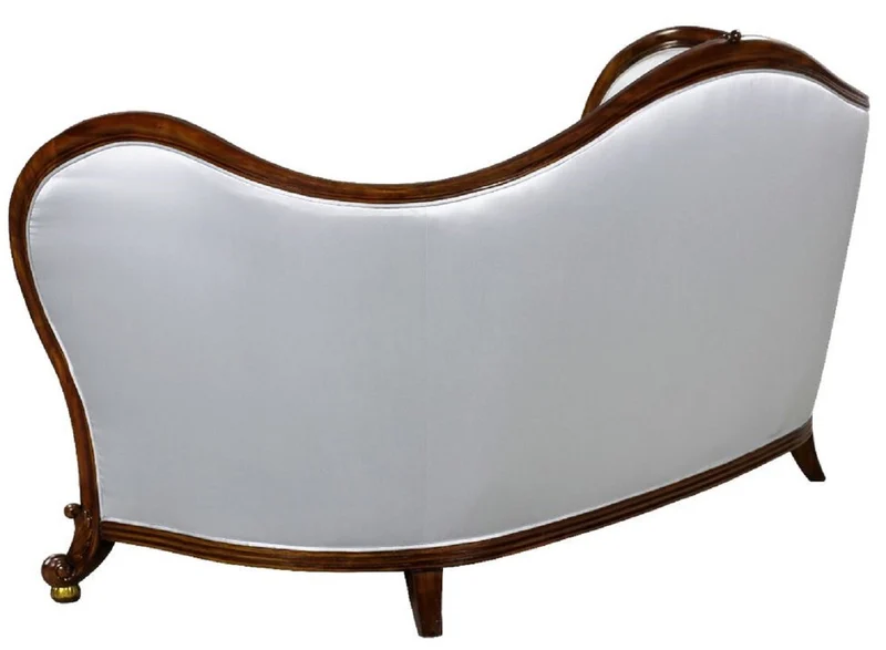 Casa Padrino Luxus Barock Sofa Silber / Dunkelbraun / Gold - Prunkvolles Wohnzimmer Sofa im Barockstil - Barock Wohnzimmer Möbel - Edel & Prunkvoll