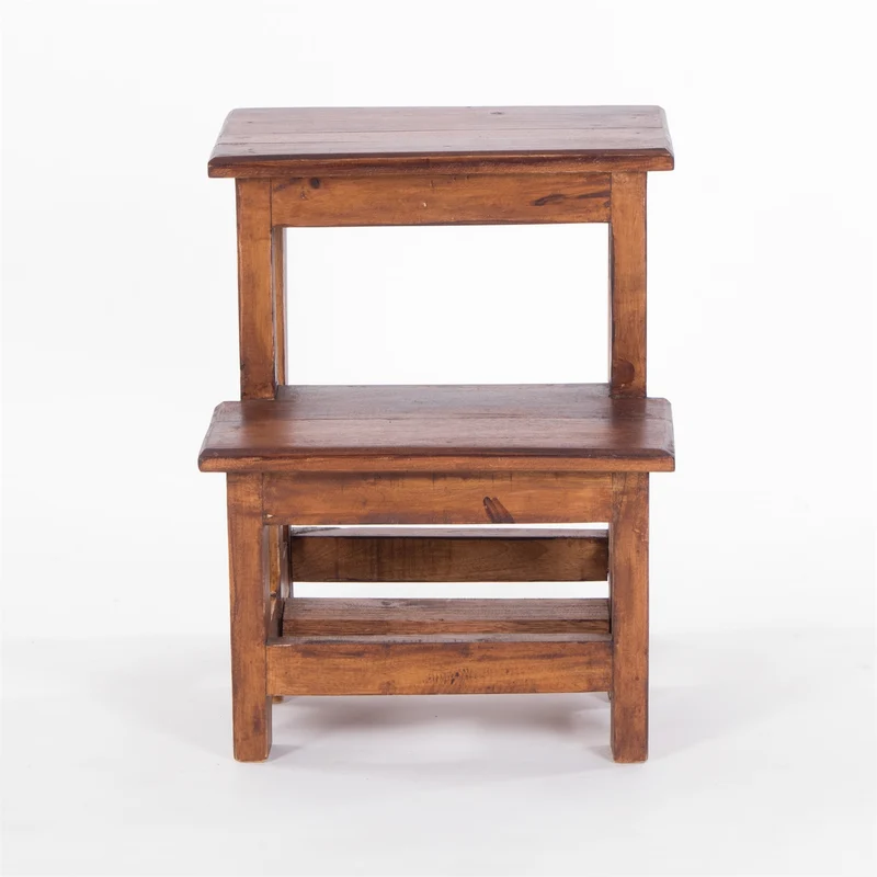 TRITTLEITER STEP | Recyclingholz, 46x37cm (HxB) | natürlicher Holzhocker